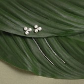 Cercei lungi din argint cu lănțișor perle naturale albe și cristal DiAmanti SK25491E_W-G